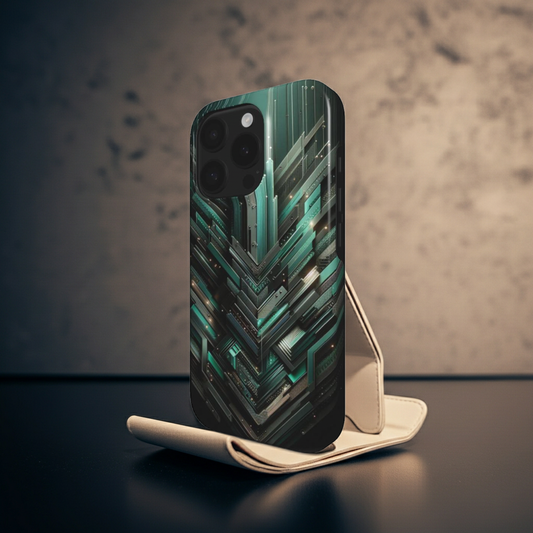 Husă Tough Xiaomi 11T, vedere față, design oraș digital verde deschis