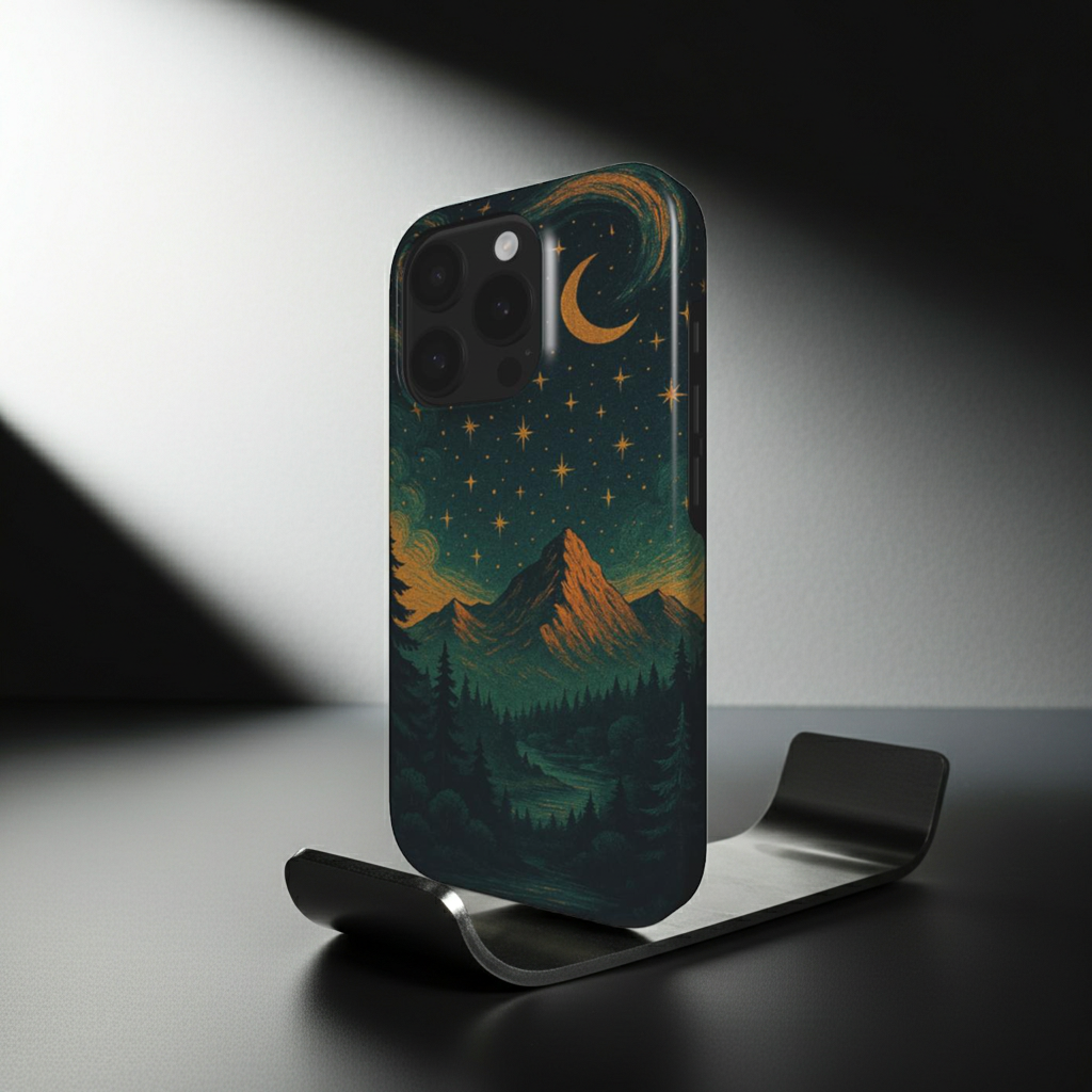 Husă Tough Xiaomi 13 Pro, vedere față, design montan nocturn cu cer înstelat