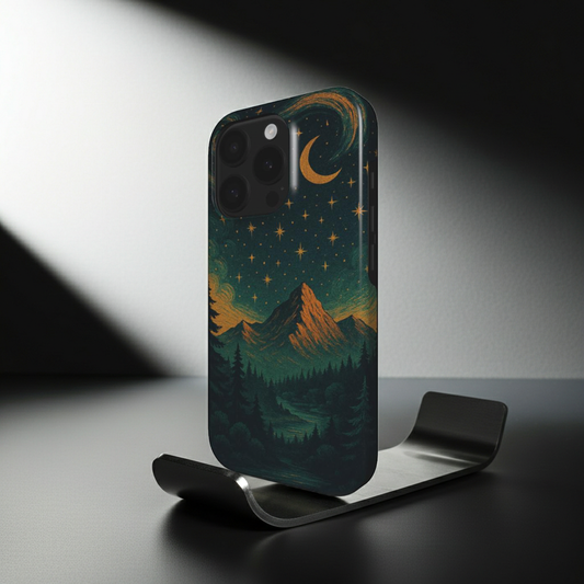 Husă Tough Xiaomi 13 Pro, vedere față, design montan nocturn cu cer înstelat