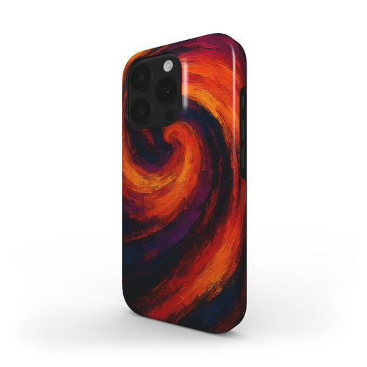 Husă Tough Xiaomi 14 cu design vortex abstract multicolor, vedere spate pe fundal alb