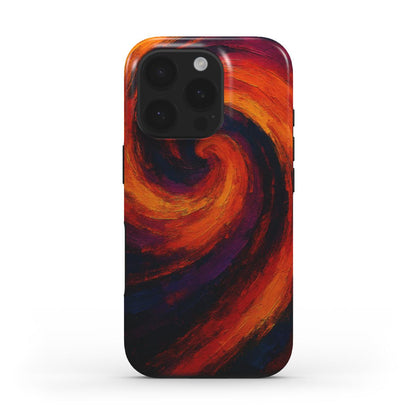Husă Tough Xiaomi 14 cu design vortex abstract multicolor, vedere spate pe telefon pe fundal alb