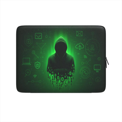 Husă premium laptop – vedere frontală cu design „Cyber Security”