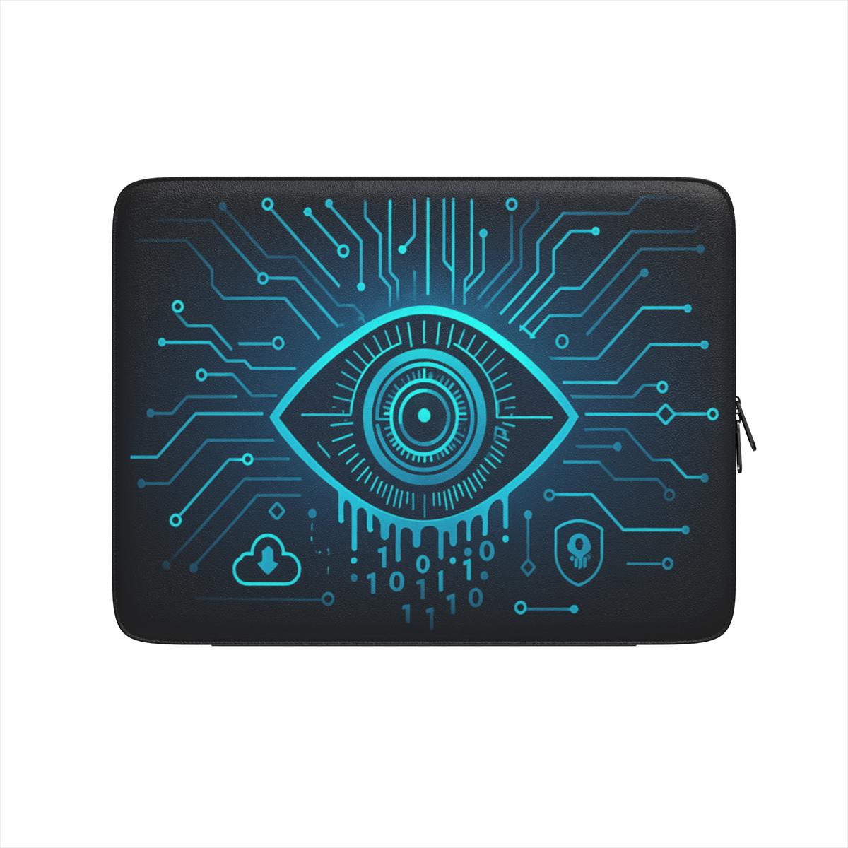 Husă premium laptop – vedere frontală cu design „Digital Eye”