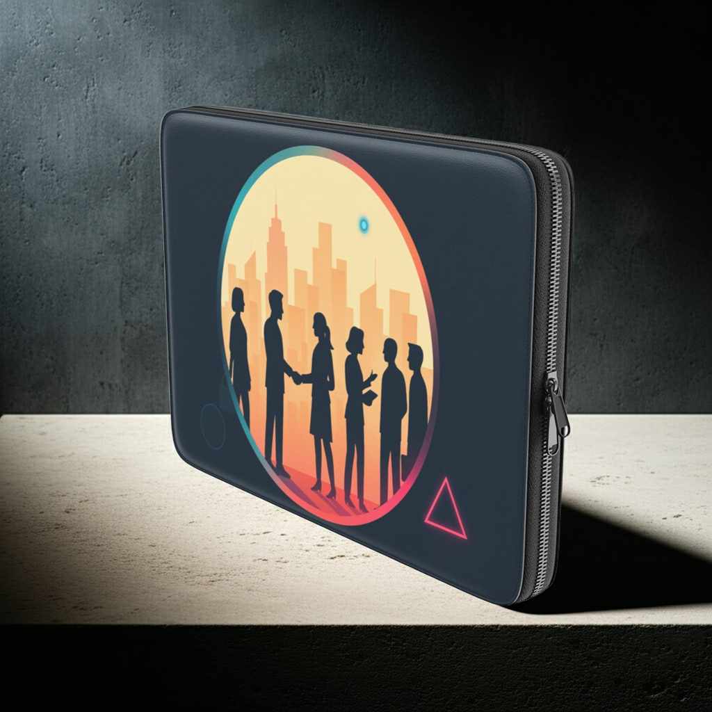 Husă premium laptop – vedere laterală slim cu design urban