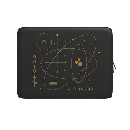 Husă premium laptop – vedere frontală cu design „Quantum Core”