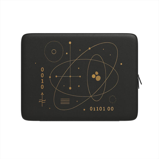 Husă premium laptop – vedere frontală cu design „Quantum Core”