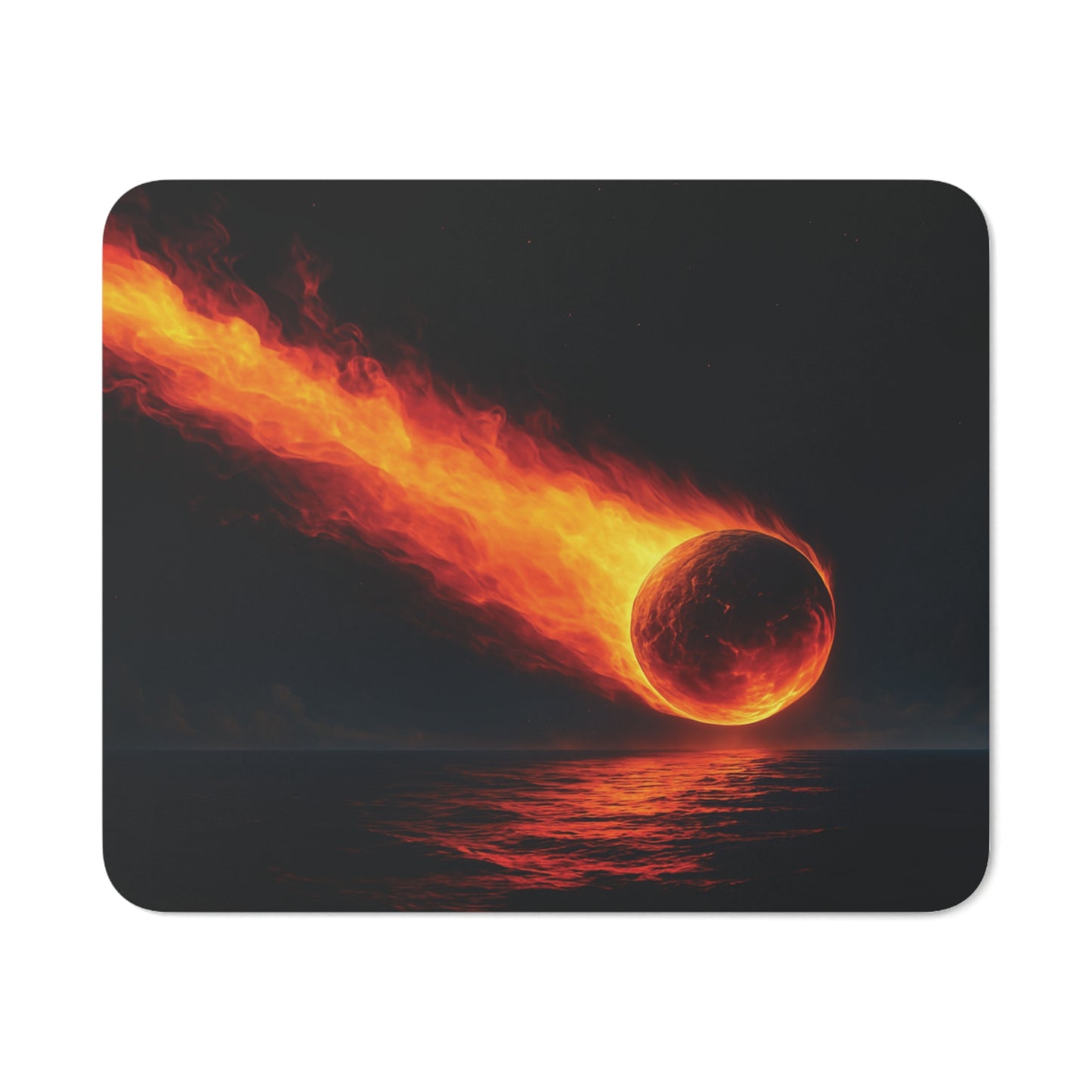 Mouse pad Impact Horizon Cosmic Edition pe fundal alb, design supernovă incandescentă prăbușindu-se spre ocean
