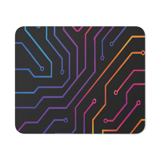 Mouse pad Wired Energy pe fundal alb, design futurist cu circuite colorate