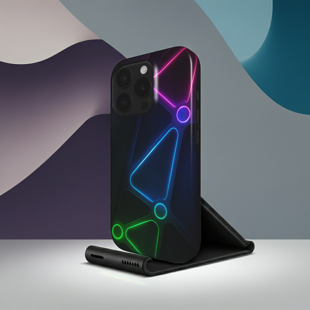 Husă Tough NeonGrid Xiaomi Redmi Note 10 Pro / Note 11 Pro – vedere laterală, design geometric neon