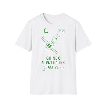 Tricou unisex Active Link din bumbac 100%, design satelit, culoare albă

