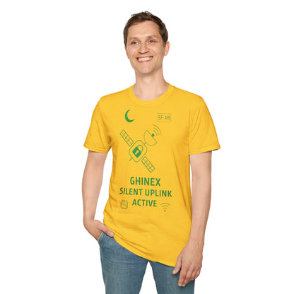 Tricou unisex Active Link din bumbac 100%, design satelit, culoare daisy