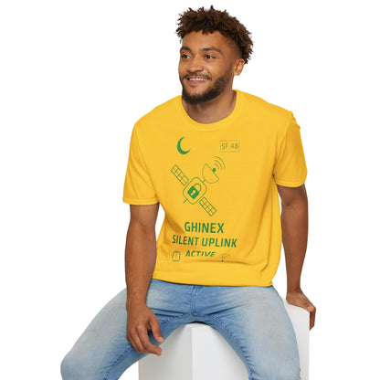 Tricou unisex Active Link din bumbac 100%, design satelit, culoare daisy