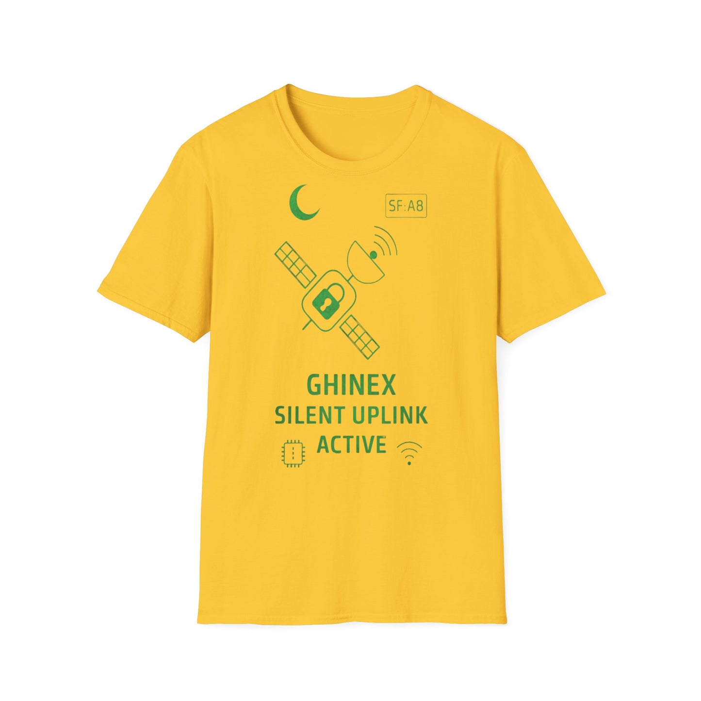 Tricou unisex Active Link din bumbac 100%, design satelit, culoare daisy