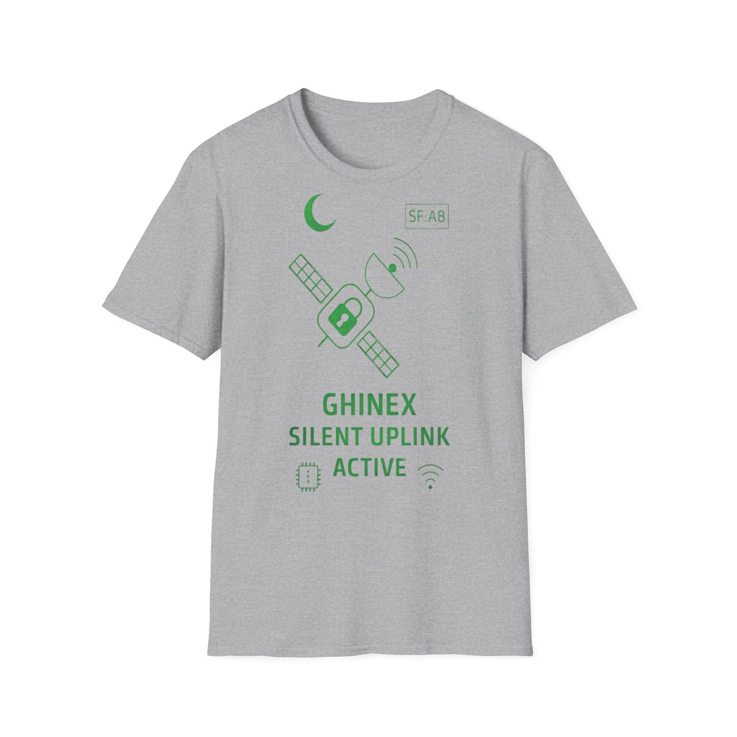 Tricou unisex Active Link din bumbac 100%, design satelit, culoare gri