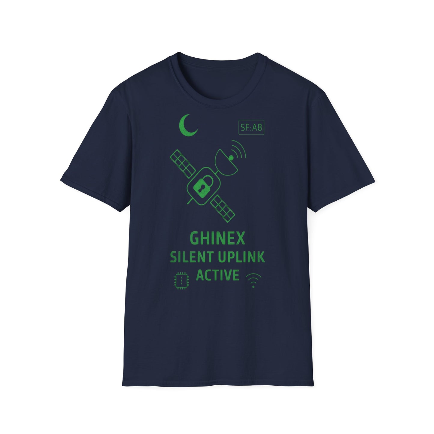 Tricou unisex Active Link din bumbac 100%, design satelit, culoare navy