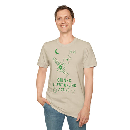 Tricou unisex Active Link din bumbac 100%, design satelit, culoare sand
