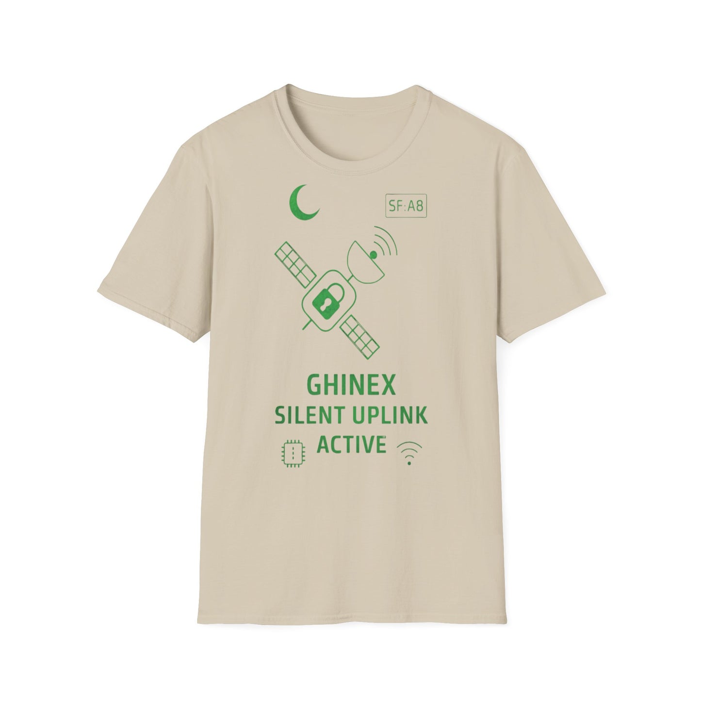 Tricou unisex Active Link din bumbac 100%, design satelit, culoare sand
